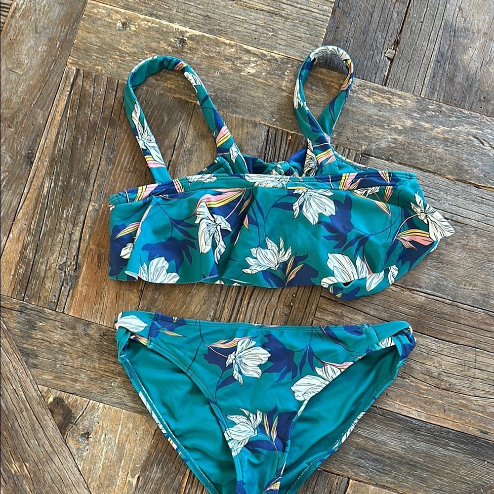 O’Neill Floral Teal Kids Swim Set size 14